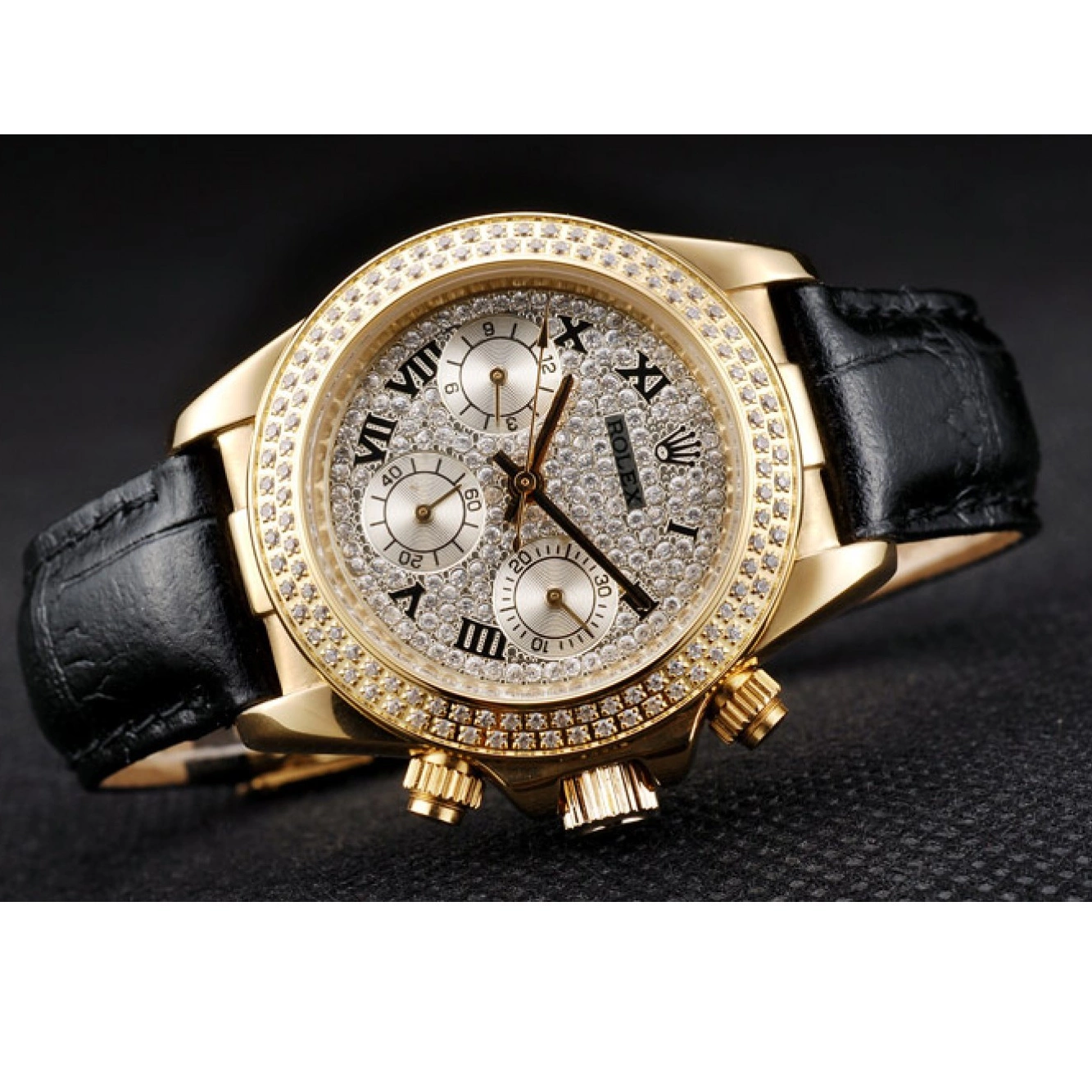 MiroTime 0717 Rolex Daytona Lady Gold Case Crystal Studded Bezel Crystal Studded Dial 98238